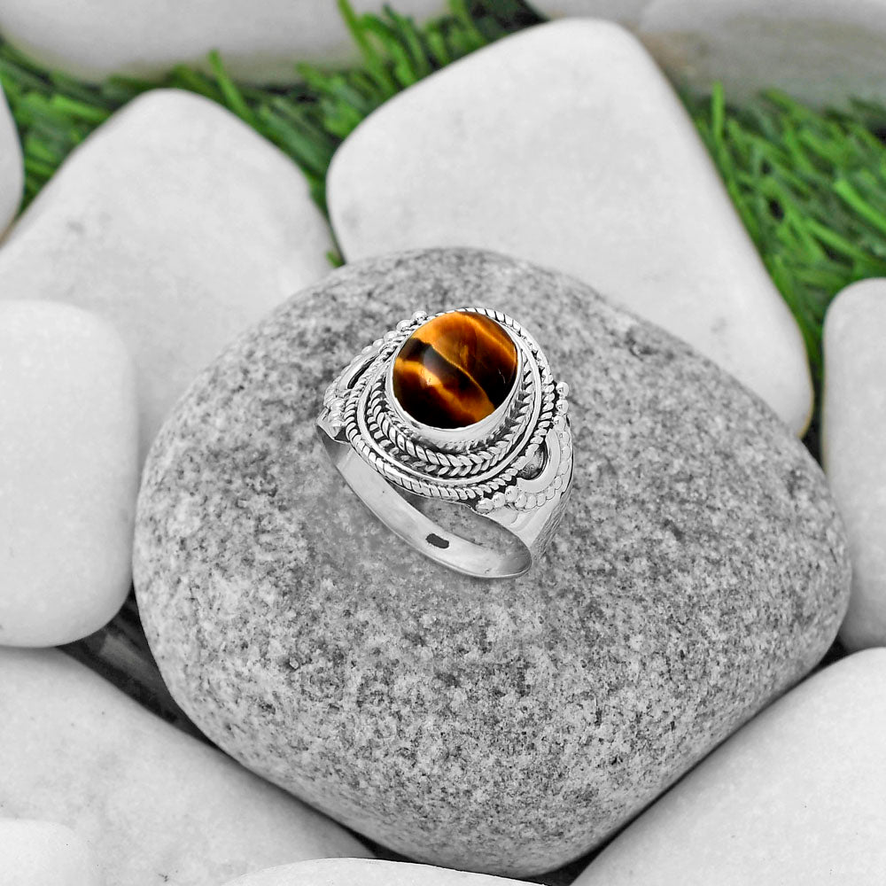 Natural Tiger Eye - Africa Ring size-9 R-1570 SDR173384-1